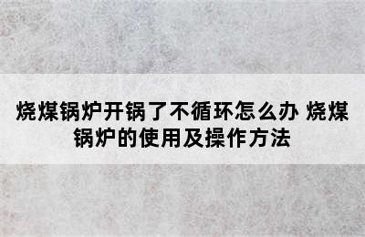 烧煤锅炉开锅了不循环怎么办 烧煤锅炉的使用及操作方法